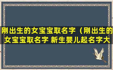 刚出生的女宝宝取名字（刚出生的女宝宝取名字 新生婴儿起名字大全）